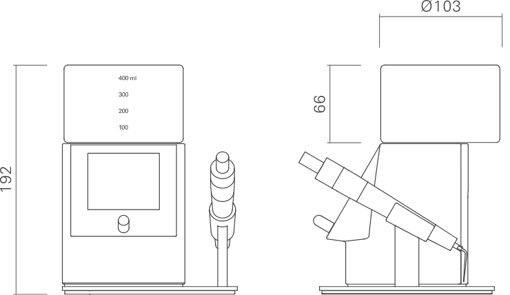 ボトル付き 寸法図