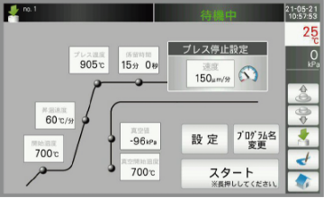 焼成中のプログラムの変更画面