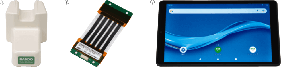 ①CSセンサ　②B4S™本体　③タブレット端末