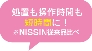 処理も操作時間も短時間に ※NISSIN従来品比べ