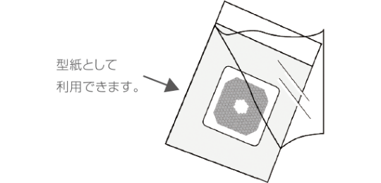 型紙として、本品の滅菌済み包装紙（内袋）を利用することが可能